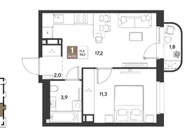 Продается 1-комнатная квартира ЖК ГРЕЙД, литер 13, 36.2  м&sup2;, 6534101 рублей