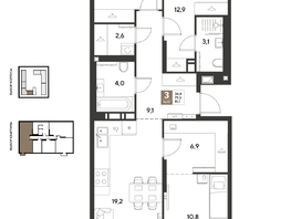 Продается 3-комнатная квартира ЖК ГРЕЙД, литер 14, 81.1  м&sup2;, 12383970 рублей