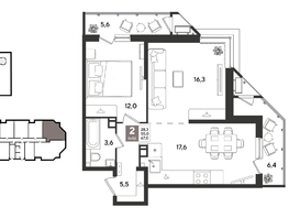 Продается 2-комнатная квартира ЖК Рекорд 2, литера 4, 66.7  м&sup2;, 13993660 рублей