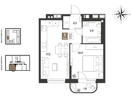 Продается 1-комнатная квартира ЖК ГРЕЙД, литер 14, 36.1  м&sup2;, 6599080 рублей