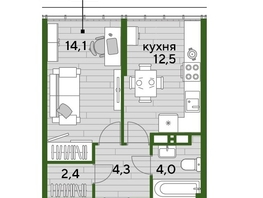 Продается 1-комнатная квартира ЖК ДОГМА ПАРК, литера 9, 37.3  м&sup2;, 7072080 рублей