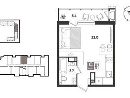 Продается Студия ЖК Рекорд 2, литера 1, 31.7  м&sup2;, 8834790 рублей