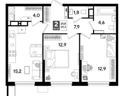 Продается 2-комнатная квартира ЖК ДОГМА ПАРК, лит 17, 58.8  м&sup2;, 10219440 рублей