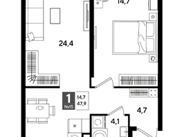 Продается 1-комнатная квартира ЖК ДОГМА ПАРК, литера 18, 47.2  м&sup2;, 8642320 рублей
