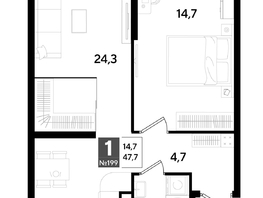 Продается 1-комнатная квартира ЖК ДОГМА ПАРК, литера 18, 47  м&sup2;, 8680900 рублей