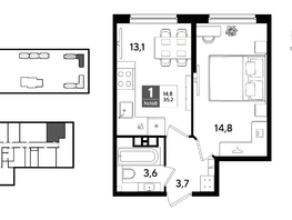 Продается 1-комнатная квартира ЖК ДОГМА ПАРК, литера 22, 35.2  м&sup2;, 7289921 рублей
