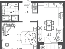Продается 1-комнатная квартира ЖК Все Свои ВИП, литера 3, 43.5  м&sup2;, 9961500 рублей