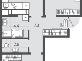 Продается 2-комнатная квартира ЖК Все Свои ВИП, литера 3, 64.2  м&sup2;, 12840000 рублей