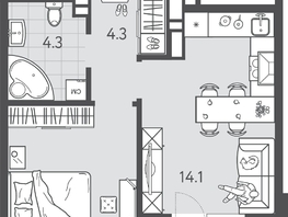 Продается 1-комнатная квартира ЖК Все Свои ВИП, литера 3, 35.95  м&sup2;, 9886250 рублей