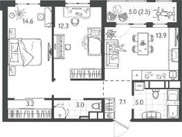 Продается 2-комнатная квартира ЖК Все Свои ВИП, литер 4, 61.2  м&sup2;, 16952400 рублей