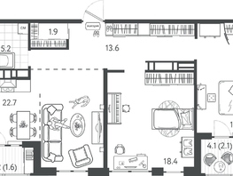 Продается 2-комнатная квартира ЖК Все Свои ВИП, литер 7, 80.4  м&sup2;, 20662800 рублей