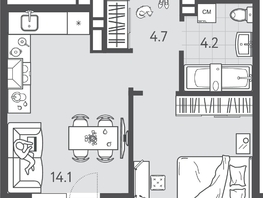Продается 1-комнатная квартира ЖК Все Свои ВИП, литера 6, 36.75  м&sup2;, 9444750 рублей