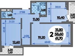 Продается 2-комнатная квартира ЖК Парк у дома, литера 7.2, 61.7  м&sup2;, 9886670 рублей