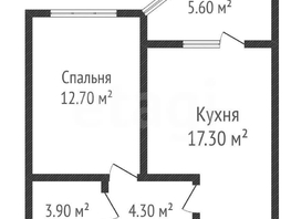 Продается 1-комнатная квартира ЖК Самолет, литера 27, 39.1  м&sup2;, 5400000 рублей