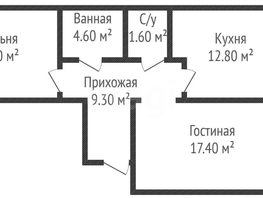 Продается 2-комнатная квартира Западный Обход ул, 59.7  м&sup2;, 5350000 рублей
