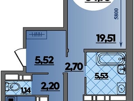 Продается 2-комнатная квартира ЖК Восточный, литер 52, 64.76  м&sup2;, 7602999 рублей