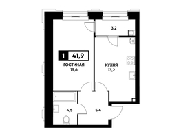 Продается 1-комнатная квартира ЖК Основа, литер 3.2, 41.9  м², 4252850 рублей