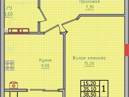 Продается 1-комнатная квартира ЖК Суворов, дом 5, 38.5  м², 4600750 рублей