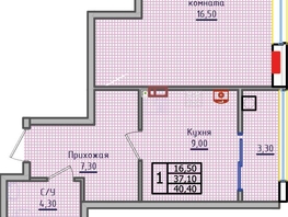 Продается 1-комнатная квартира ЖК Суворов, дом 5, 40.4  м², 4827800 рублей