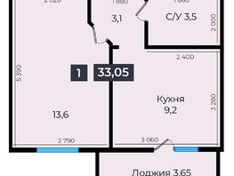 Продается 1-комнатная квартира ЖК Атмосфера, б/с 1,2,3,4, 3229100 рублей