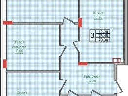 Продается 3-комнатная квартира ЖК Суворов, дом 1, 79.9 м², 7510600 рублей