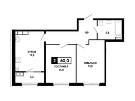Продается 2-комнатная квартира ЖК Основа, литер 5.2, 60 м², 6150000 рублей