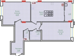 Продается 2-комнатная квартира ЖК Суворов, дом 6, 66.9 м², 7091400 рублей