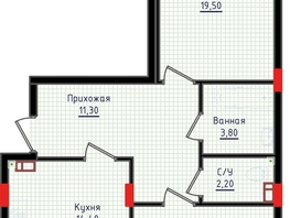 Продается 2-комнатная квартира ЖК Суворов, дом 6, 71.4 м², 7568400 рублей