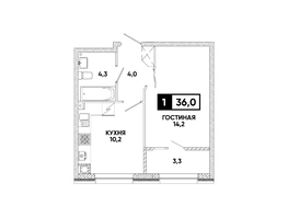Продается 1-комнатная квартира ЖК Кварталы 17/77, литер 9.5, 36  м&sup2;, 5025600 рублей