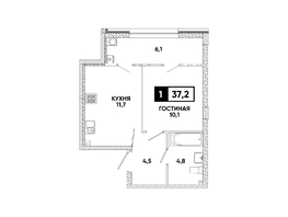 Продается 1-комнатная квартира ЖК Кварталы 17/77, литер 9.5, 37.2  м&sup2;, 5193120 рублей
