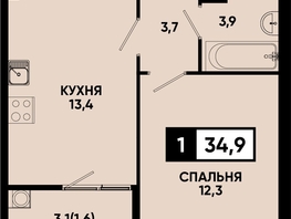 Продается 1-комнатная квартира ЖК Моя Легенда, кор 1.6, 34.9  м&sup2;, 8295730 рублей