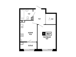 Продается 1-комнатная квартира ЖК Резиденция СОФИ, литер 1 корпус 2, 38.9  м&sup2;, 5086175 рублей