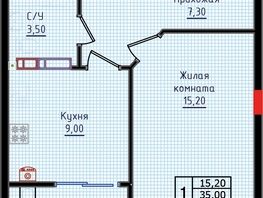 Продается 1-комнатная квартира ЖК Суворов, дом 6, 38.4  м&sup2;, 4992000 рублей