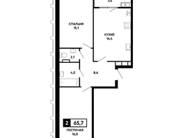 Продается 2-комнатная квартира ЖК Основа, литер 6.1, 65.7  м&sup2;, 7657335 рублей