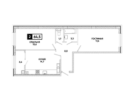 Продается 2-комнатная квартира ЖК Кварталы 17/77, литер 9.5, 64.5  м&sup2;, 8036700 рублей