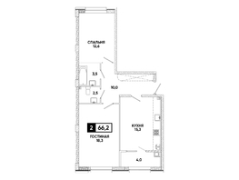 Продается 2-комнатная квартира ЖК Кварталы 17/77, литер 9.3, 66.2  м&sup2;, 8314720 рублей
