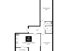 Продается 1-комнатная квартира ЖК Первый, 101.1, 75  м², 6187500 рублей