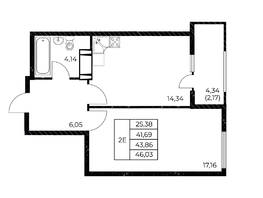 Продается 1-комнатная квартира ЖК Звезда Столицы 2, 46.03  м&sup2;, 7513937 рублей
