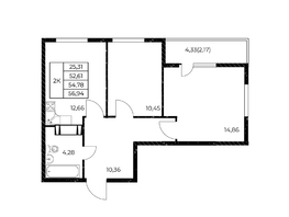 Продается 2-комнатная квартира ЖК Звезда Столицы 2, 56.94  м&sup2;, 8541000 рублей