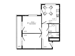 Продается 2-комнатная квартира ЖК ПРИТЯЖЕНИЕ, литер 3, 59.15  м&sup2;, 7098000 рублей