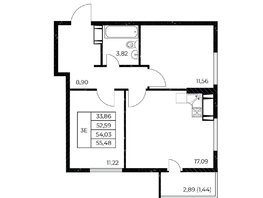 Продается 2-комнатная квартира ЖК Звезда Столицы 2, 55.48  м&sup2;, 7878160 рублей