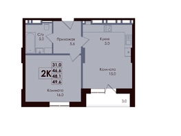 Продается 2-комнатная квартира ЖК Академия, 1 этап, 48.1  м&sup2;, 7744100 рублей