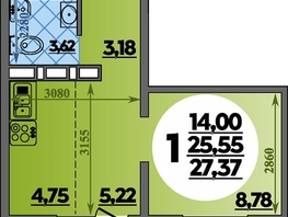 Продается Студия ЖК Суворовский, литера 2, 27.37  м&sup2;, 3970000 рублей