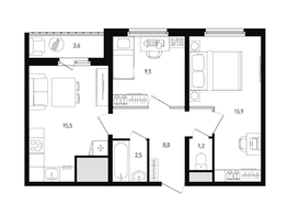 Продается 2-комнатная квартира ЖК Левенцовка Парк, лит 8-11 стр.1, сек.1,2,3, 54.5  м&sup2;, 6518091 рублей