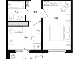 Продается 1-комнатная квартира ЖК 5 элемент Аске, лит 5-11 стр.1, сек.1,2,3,4, 31.3  м&sup2;, 5455590 рублей