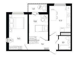 Продается 2-комнатная квартира ЖК 5 элемент Аске, лит 5-12 стр.1, сек.1,2, 49.9  м&sup2;, 6111802 рублей