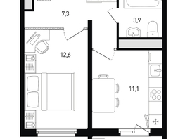 Продается 1-комнатная квартира ЖК 5 элемент Аске, лит 5-12 стр.1, сек.1,2, 36  м&sup2;, 4565160 рублей