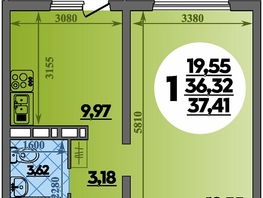 Продается 1-комнатная квартира ЖК Платовский, литер 14, 37.41  м&sup2;, 4687473 рублей
