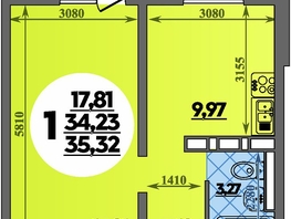 Продается 1-комнатная квартира ЖК Суворовский, литера 1, 35.32  м&sup2;, 4680000 рублей
