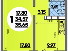 Продается 1-комнатная квартира ЖК Платовский, литер 13, 35.65  м&sup2;, 4670150 рублей